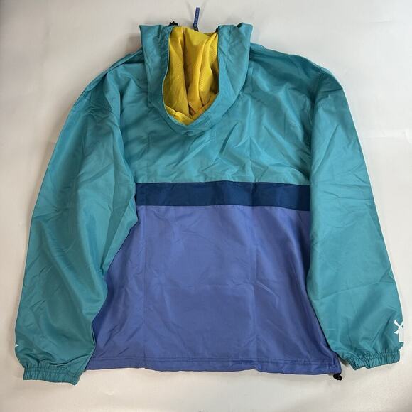 Dutch Bros Coffee Men Jacket M Blue Colorblock Windbreaker Hooded 1/4 Zip - Picture 8 of 9